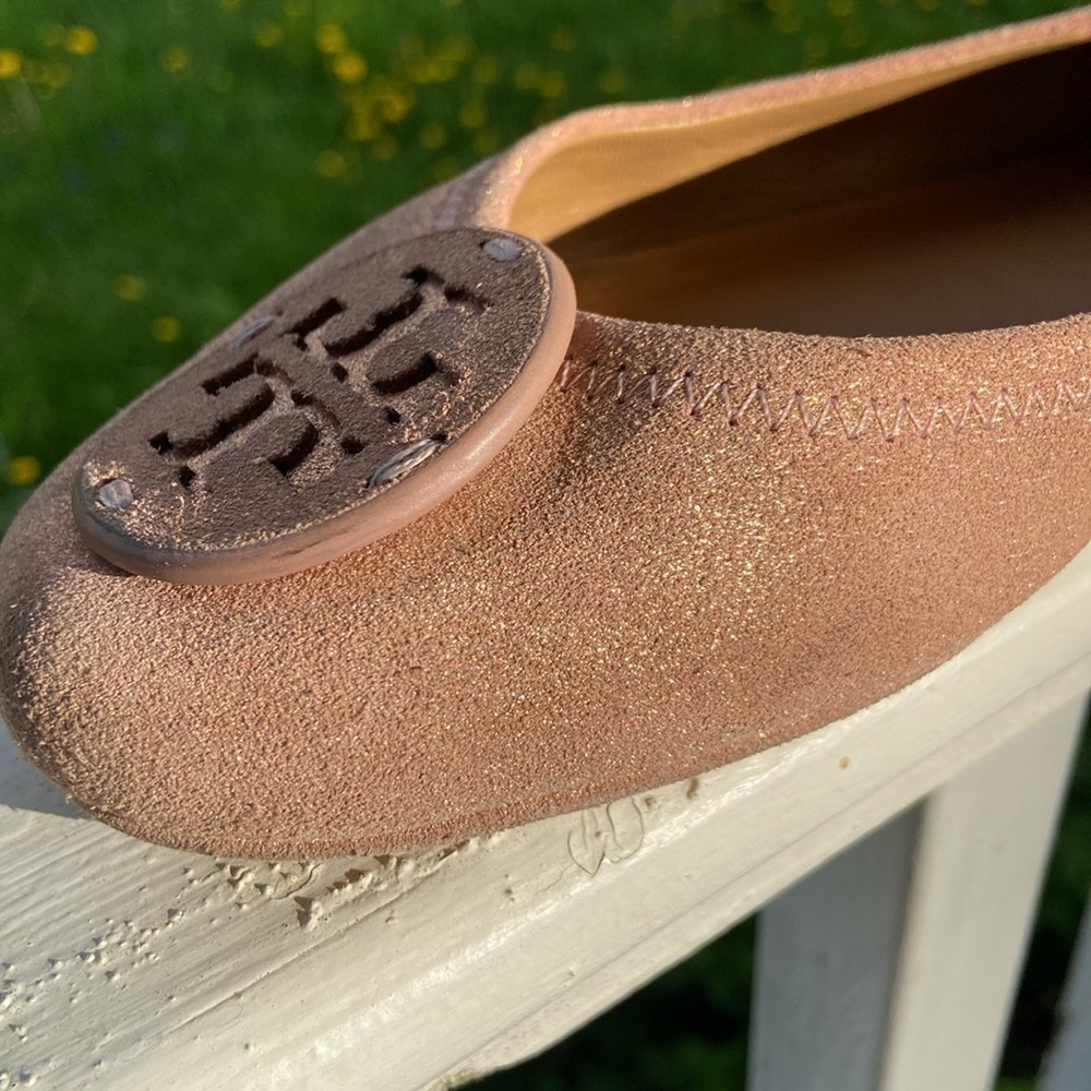 Tory Burch Minnie Travel Ballet Flats in Rose Gold Suede Women's Size 9 - Picture 10 of 10